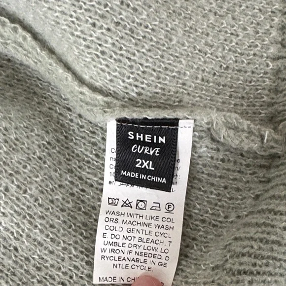 SHEIN Sage Green Floral Open-Front Knit Cardigan - Picture 2 of 4